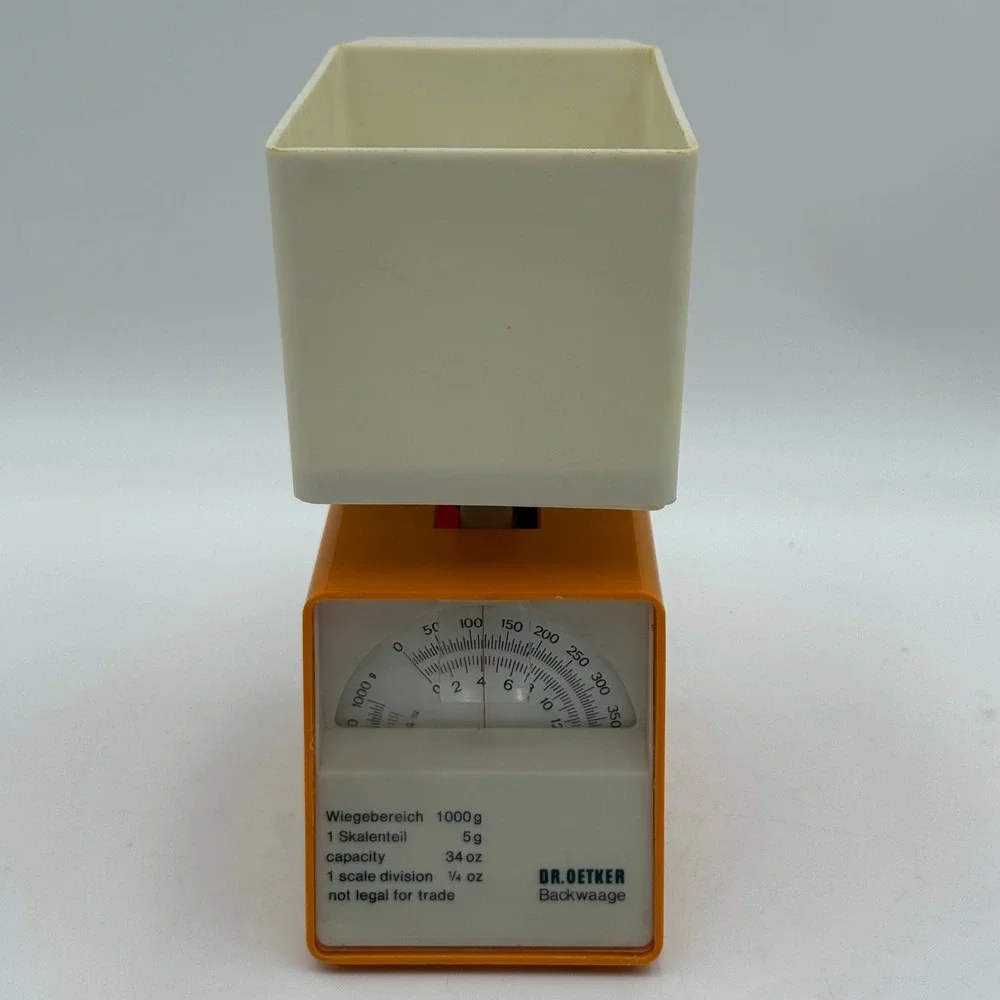 Vintage Dr. Oetker Backwaage Kitchen Scale Orange White Mechanical 1000g 34oz